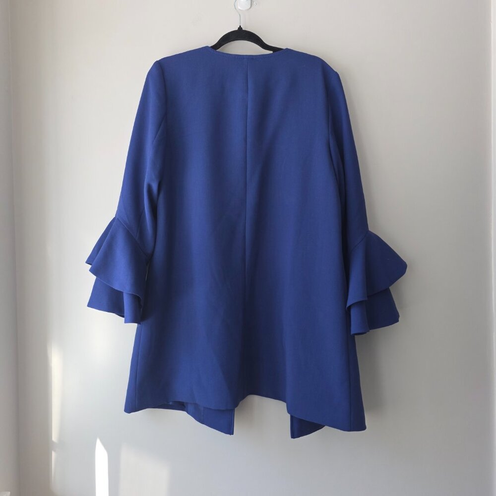 ALFANI Ruffle Sleeve Zip Front Jacket | Med | Crew Neck Lined Suit Topper NWT - Picture 6 of 10
